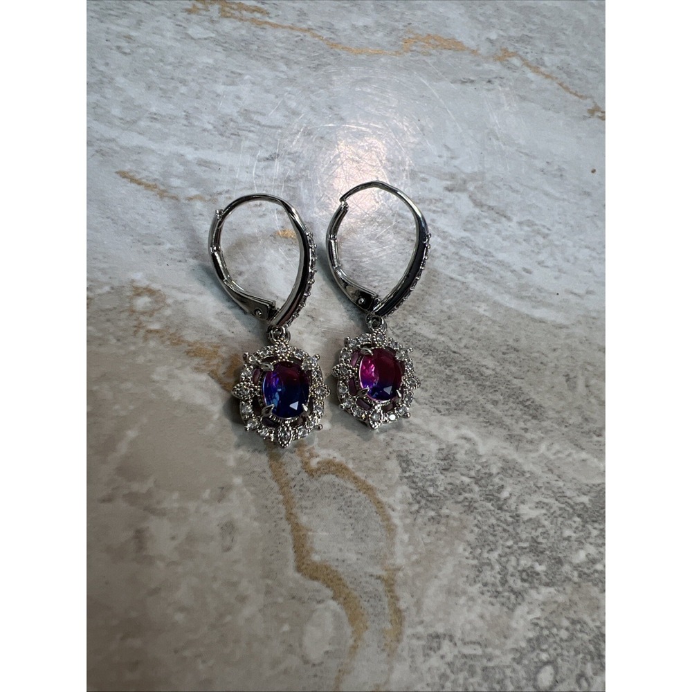 Bomb Party Dangle Earrings MultiColor Blue‎ Purple Prom Statement Jewelry - Picture 4 of 7